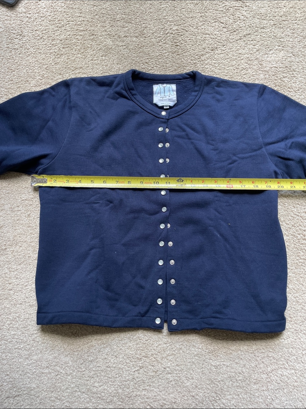 Agnes B. Navy Blue Pearl Snap Cardigan Sweater - Picture 6 of 6
